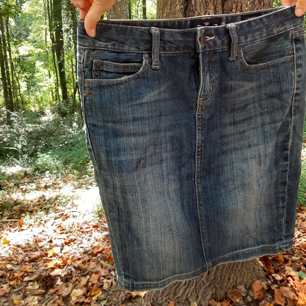 J.Crew Denim Blue Wash Women's Class Design Jean Skirt w/Pockets Sz 2 (or Sz 4)